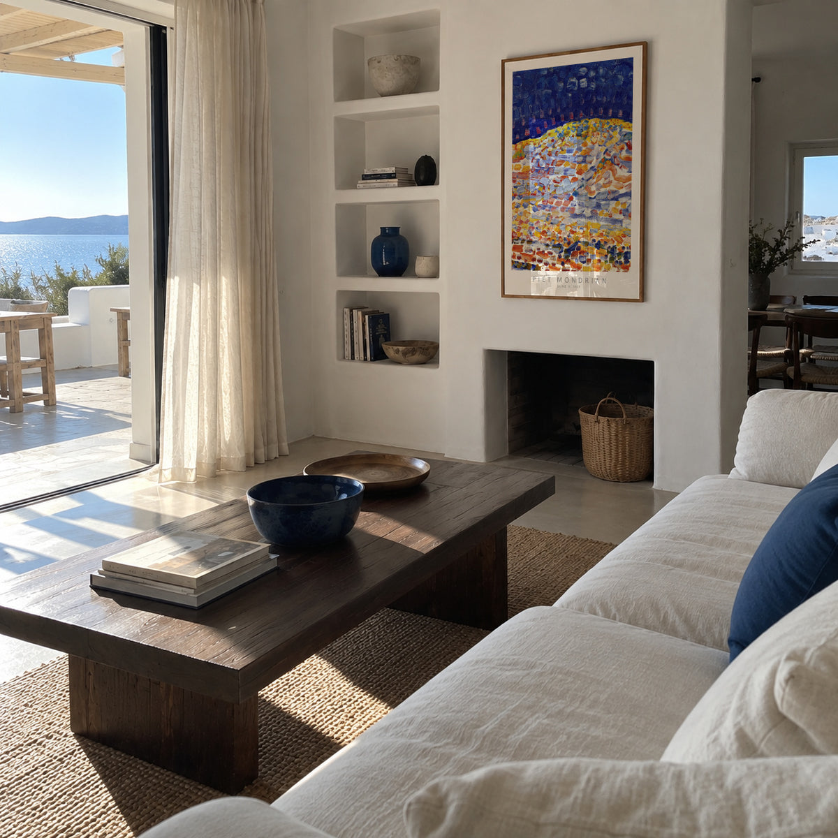 Piet Mondrian Dune II - Framed poster in an interior