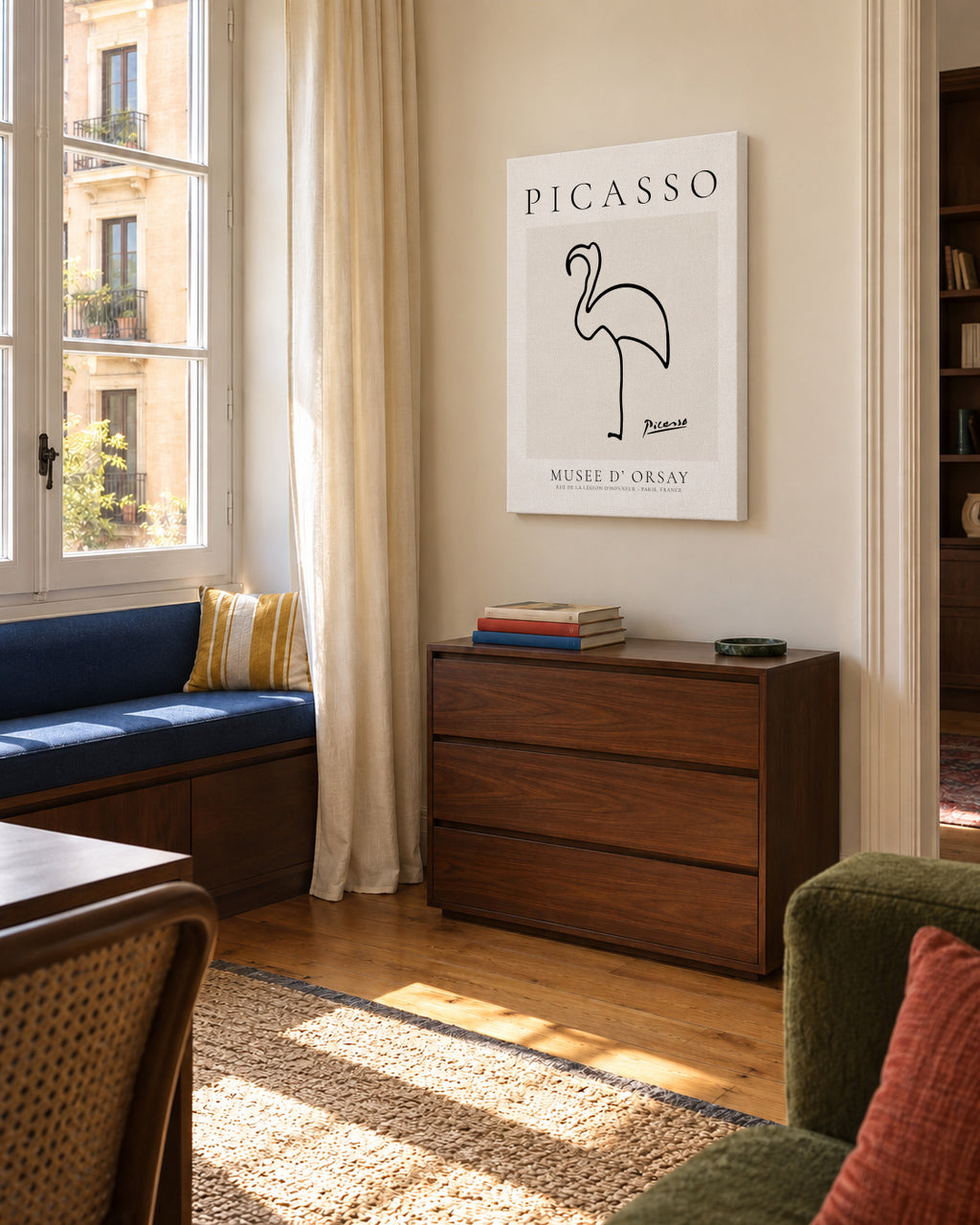 Pablo Picasso Animals Drawing Flamingo - Unframed canvas in an interior