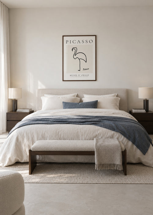 Pablo Picasso Animals Drawing Flamingo - Framed poster in an interior