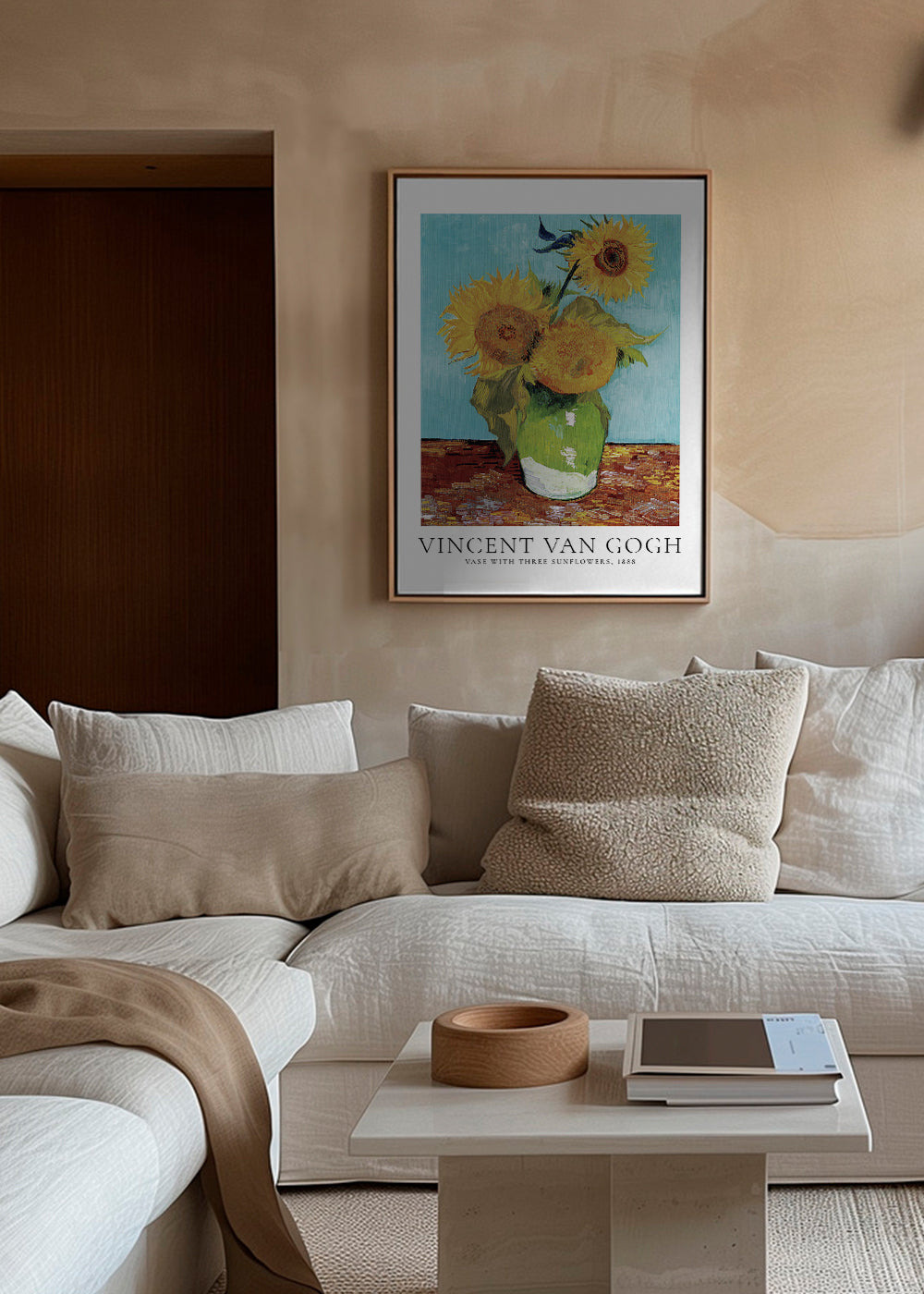 Vincent Van Gogh vase with three sunflowers