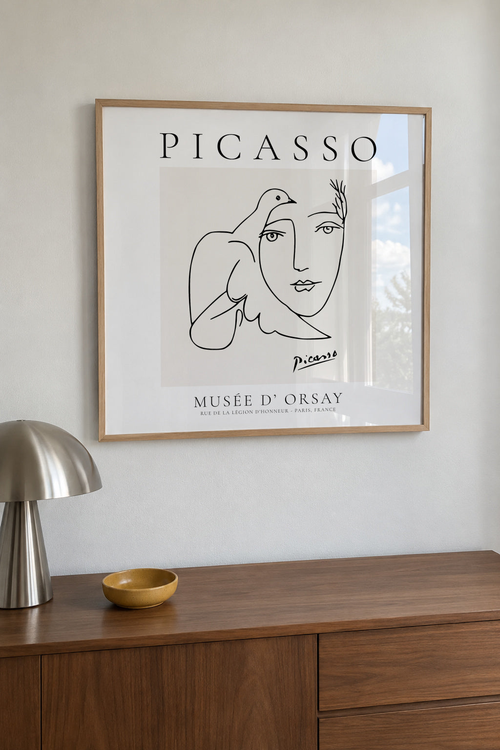 Pablo Picasso Dove Peace Women II - Framed poster in an interior