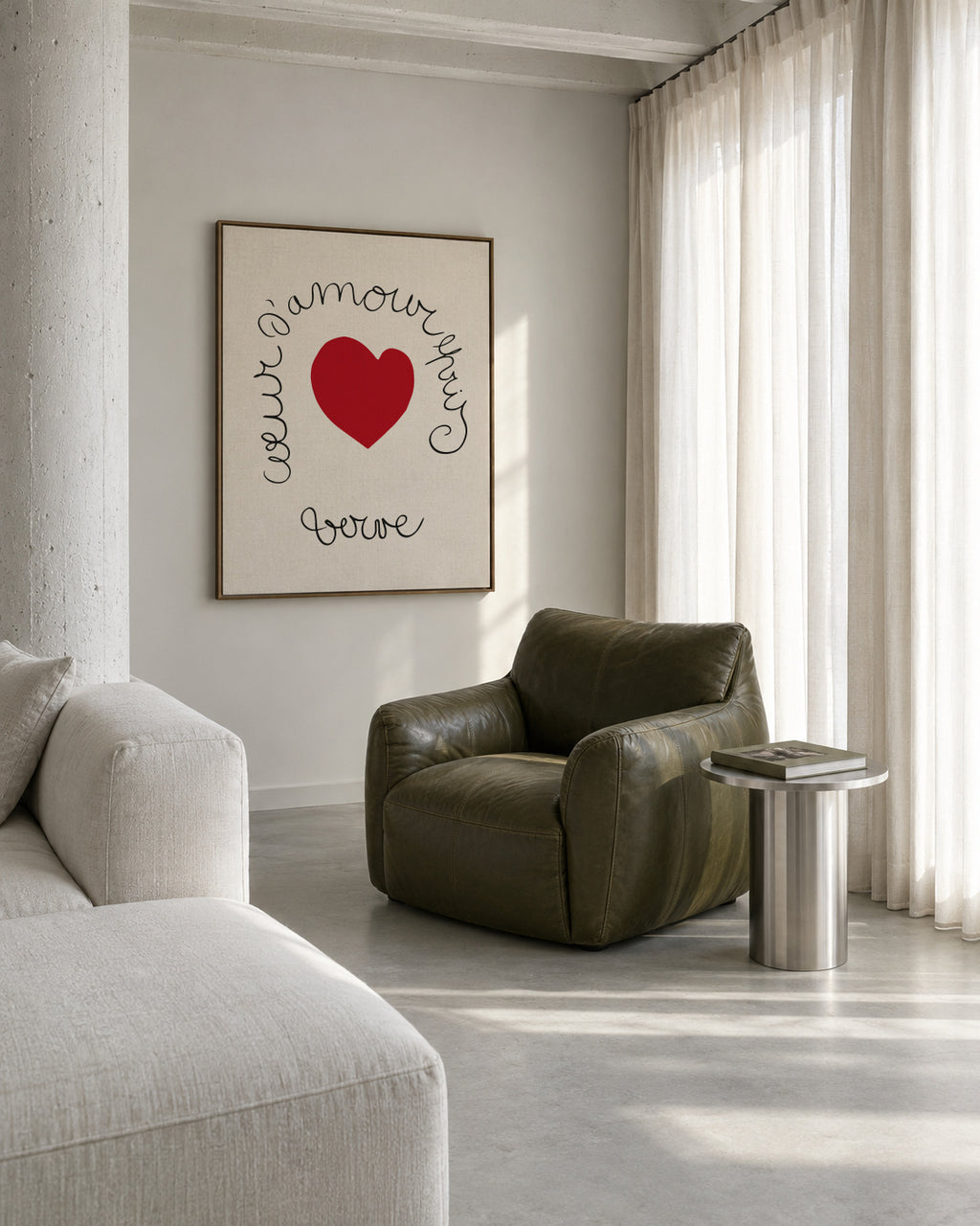 Henri Matisse "Coeur d'Amour Epris - Verve" love print - Framed canvas in an interior