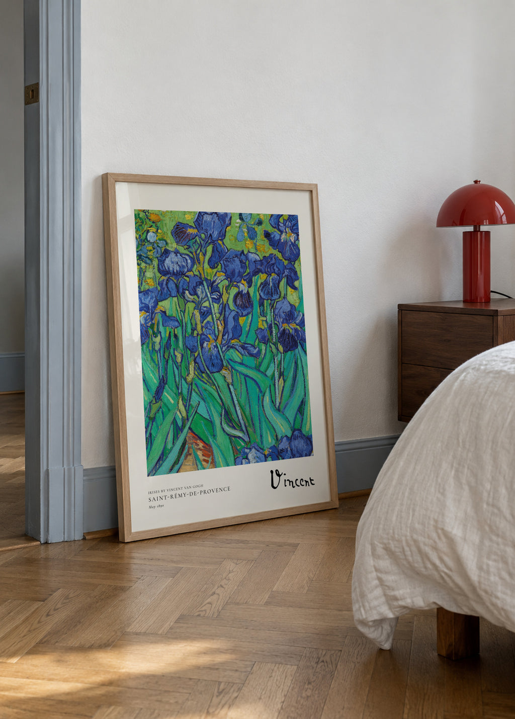 Irises by Vincent van Gogh - Framed poster in an interior
