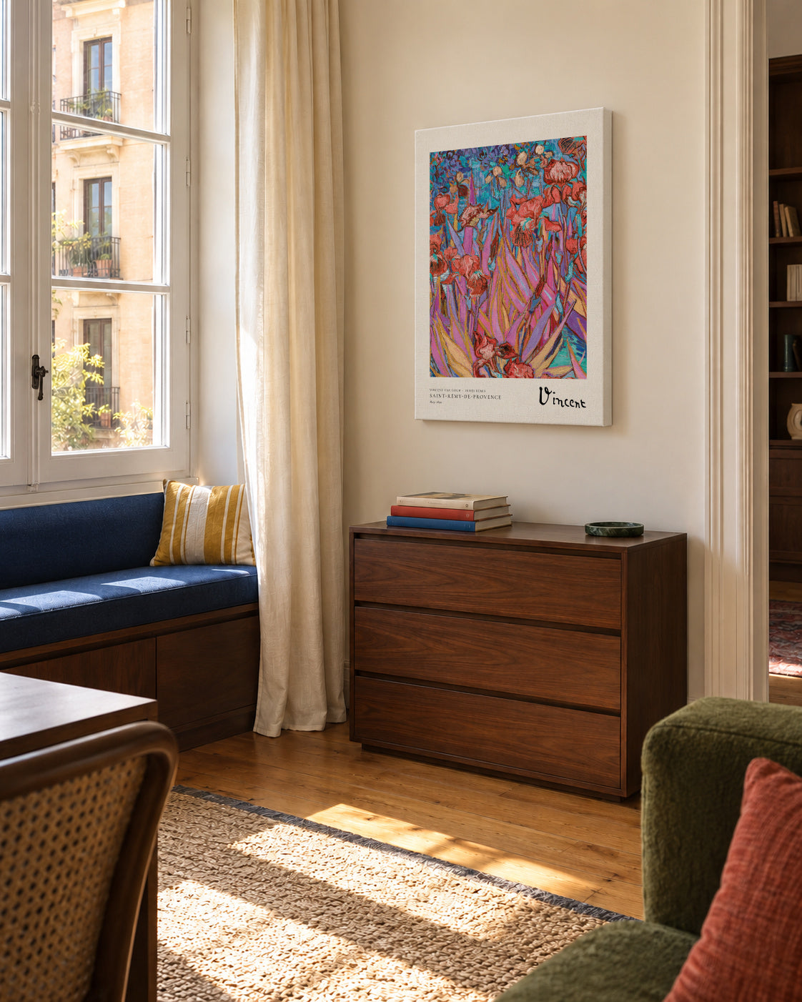 Vincent van Gogh - Irises Remix - Unframed canvas in an interior