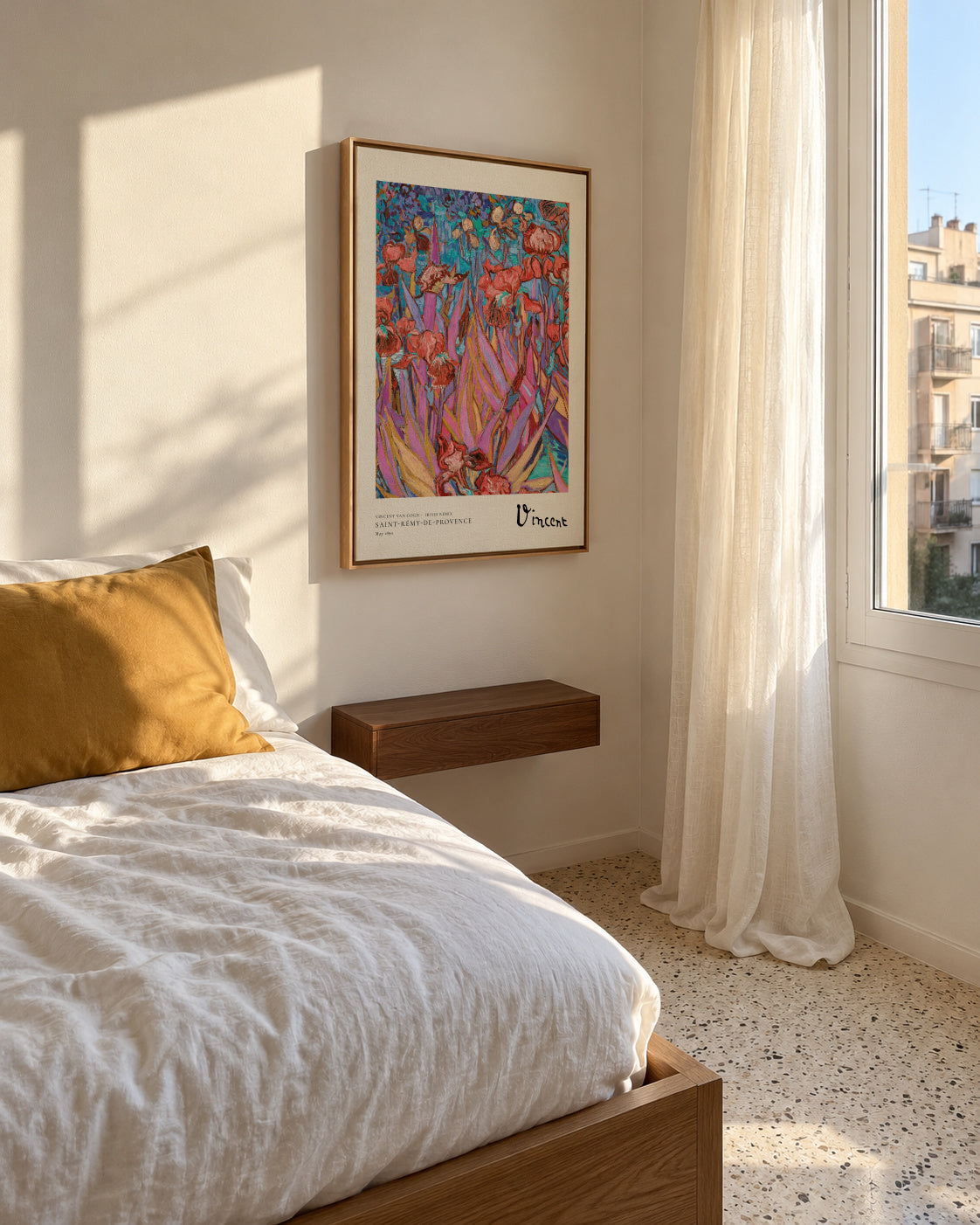 Vincent van Gogh - Irises Remix - Framed canvas in an interior