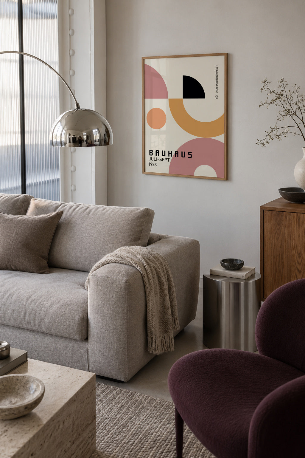 COLORFUL BAUHAUS NO.1 POSTER - Framed poster in an interior