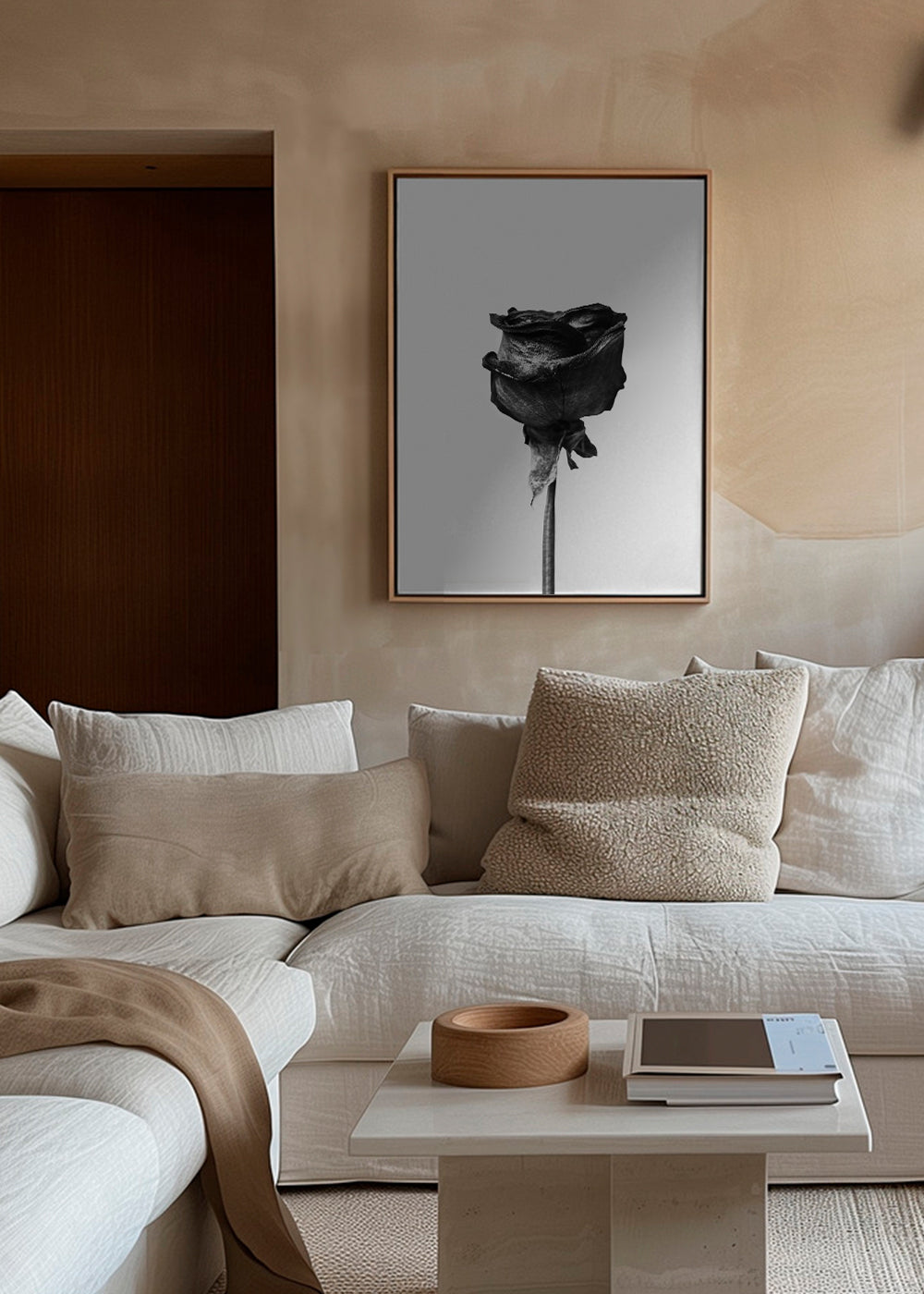 Dried rose black and white photograph