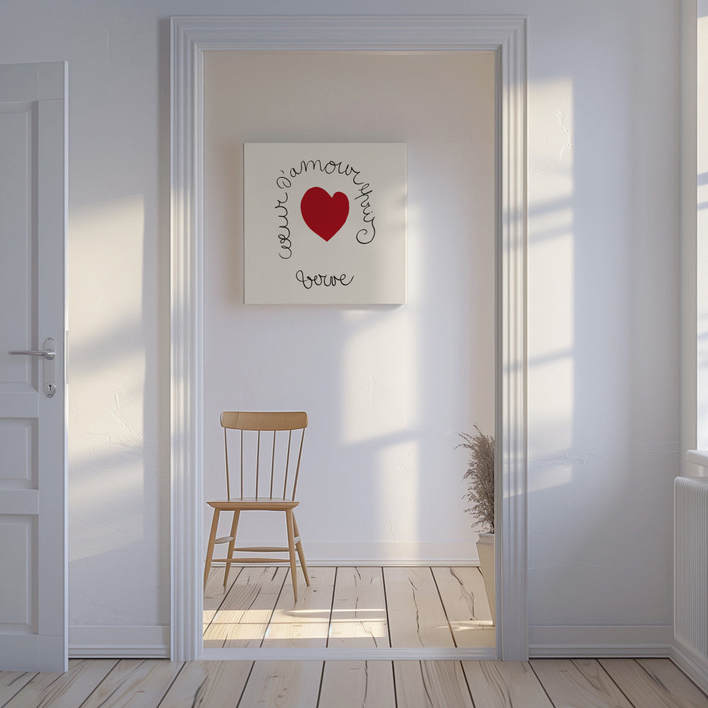 Henri Matisse "Coeur d'Amour Epris - Verve" love print - Square - Unframed canvas in an interior