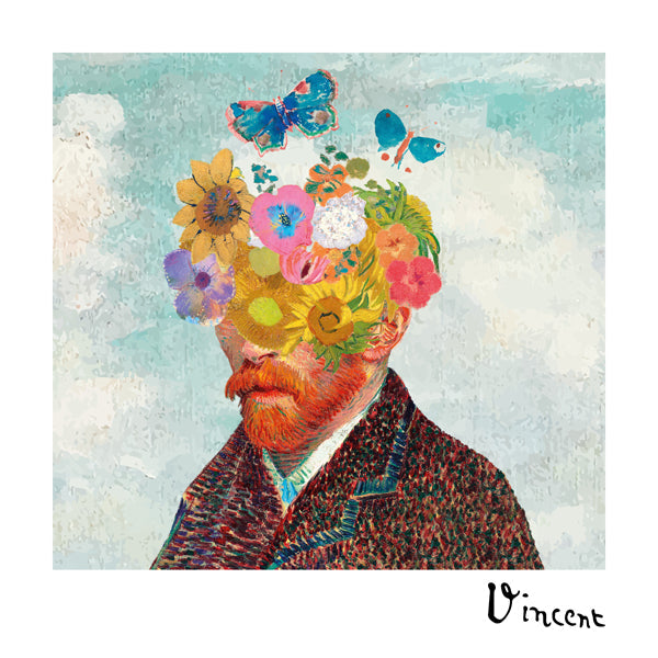 Vincent van Gogh inspired self-portrait & flower remixed - Square