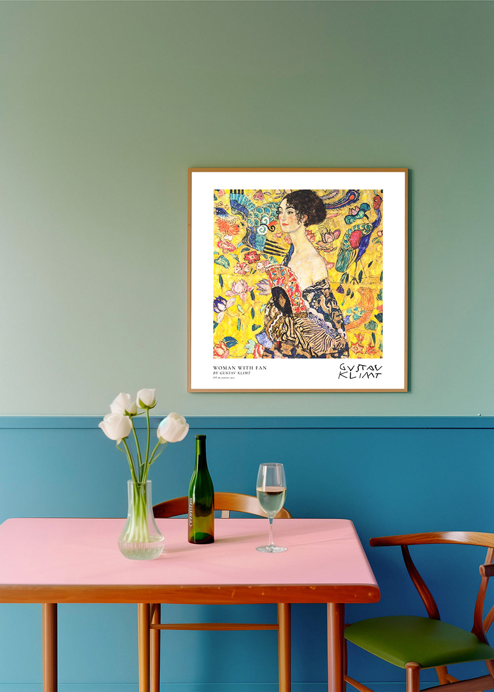 Woman with Fan by Gustav Klimt - Square