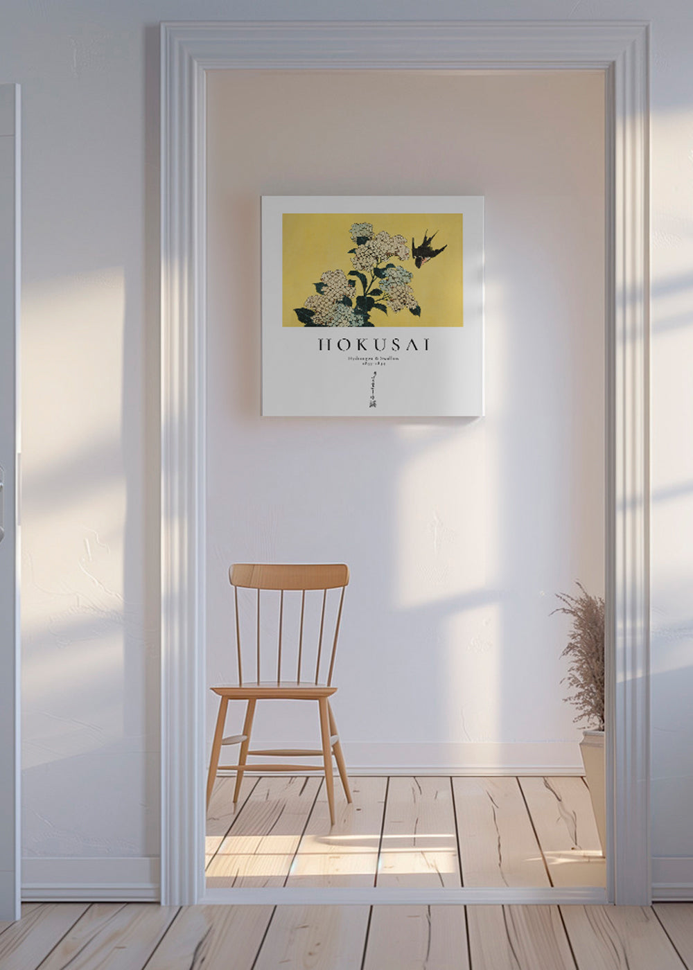 Hydrangea and Swallow by Katsushika Hokusai - Square