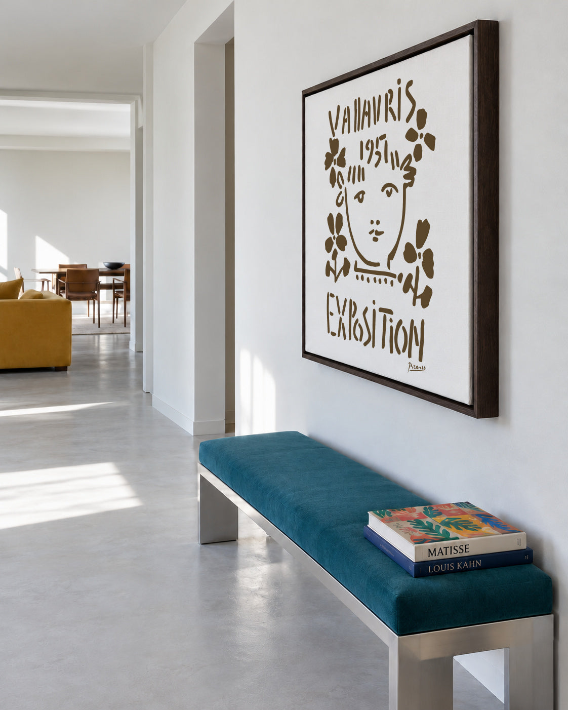 PIcasso Vallauris 1951 Exposition Poster - Square - Framed canvas in an interior
