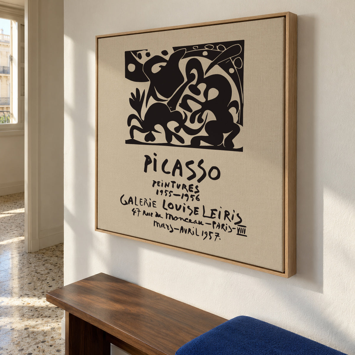 PABLO PICASSO Galerie Louise Leiris Print Poster - Square - Framed canvas in an interior