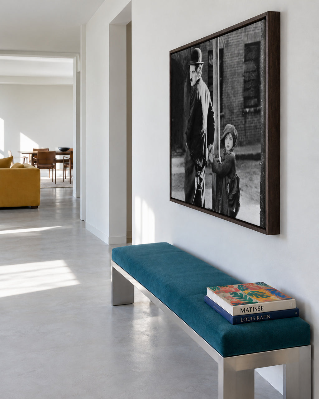 Charlie Chaplin Vintage Photograph - Square - Framed canvas in an interior