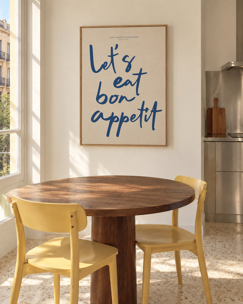 Life Simple simple pleasures - Let's eat, Bon Appetit - Framed canvas in an interior