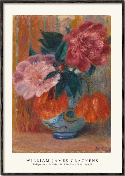 William Glackens, Tulips and Peonies in Pitcher