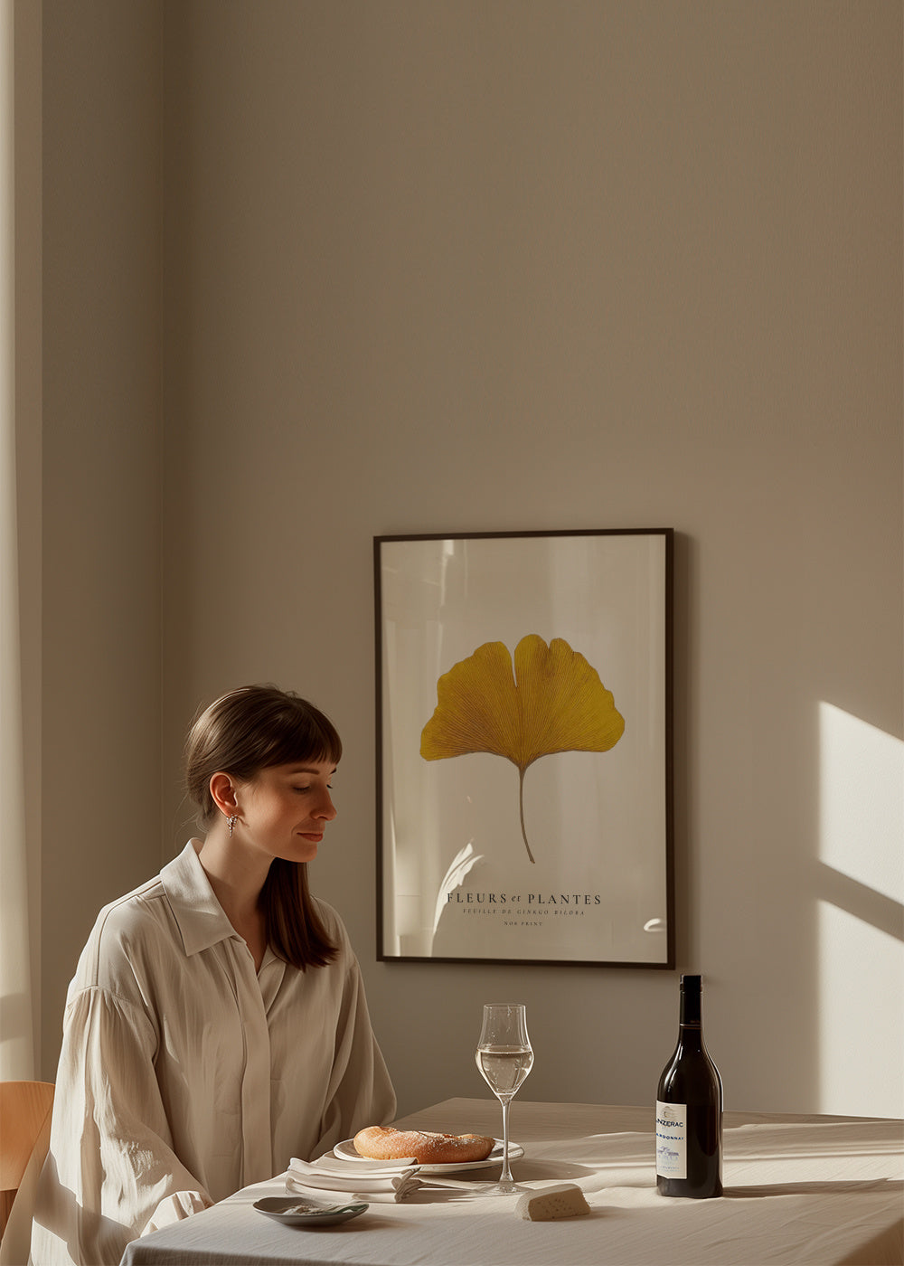 Botanical, Fleurs et plantes -Ginkgo biloba leaf - Poster en ambiente
