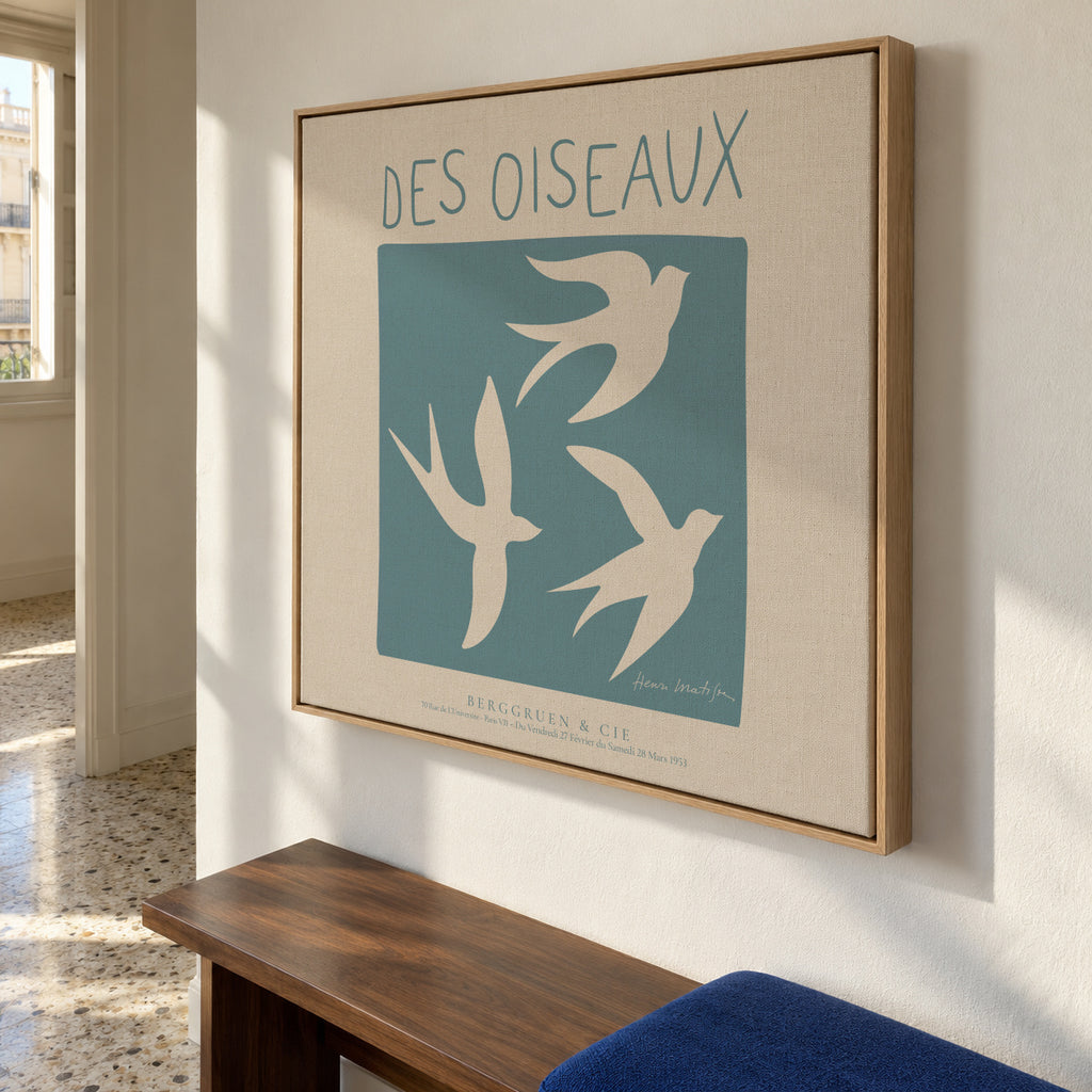 Henri Matisse,Des Oiseaux - SQUARE - Framed canvas in an interior