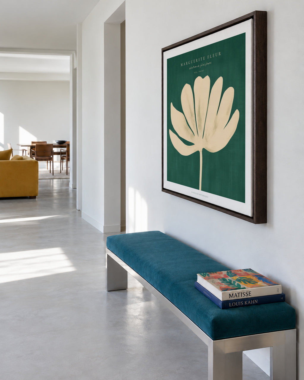 Daisy Flower (Marguerite Fleur) - SQUARE - Framed canvas in an interior