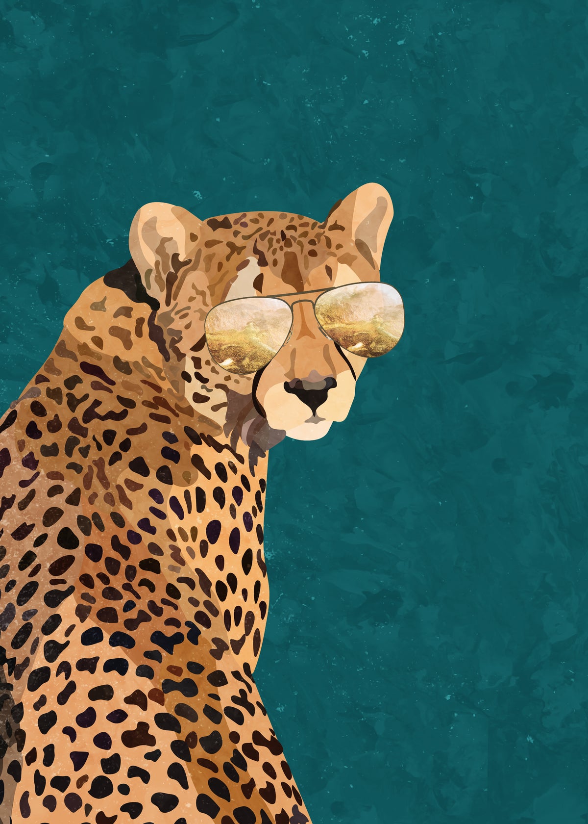 Movie star Cheetah gold and green - Unframed art print