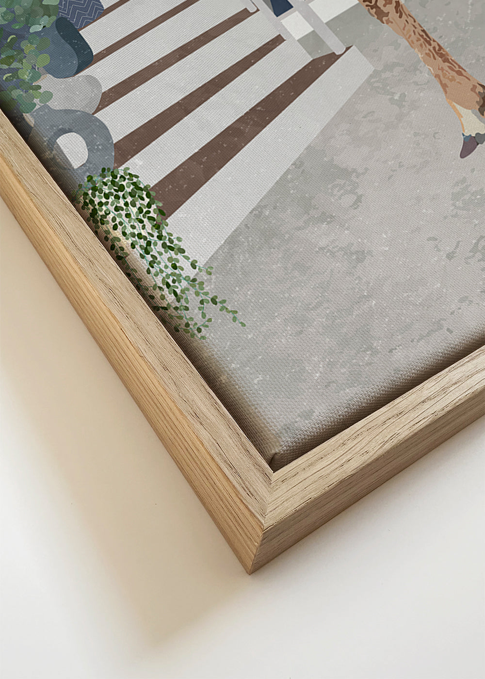 Giraffe by the stairs