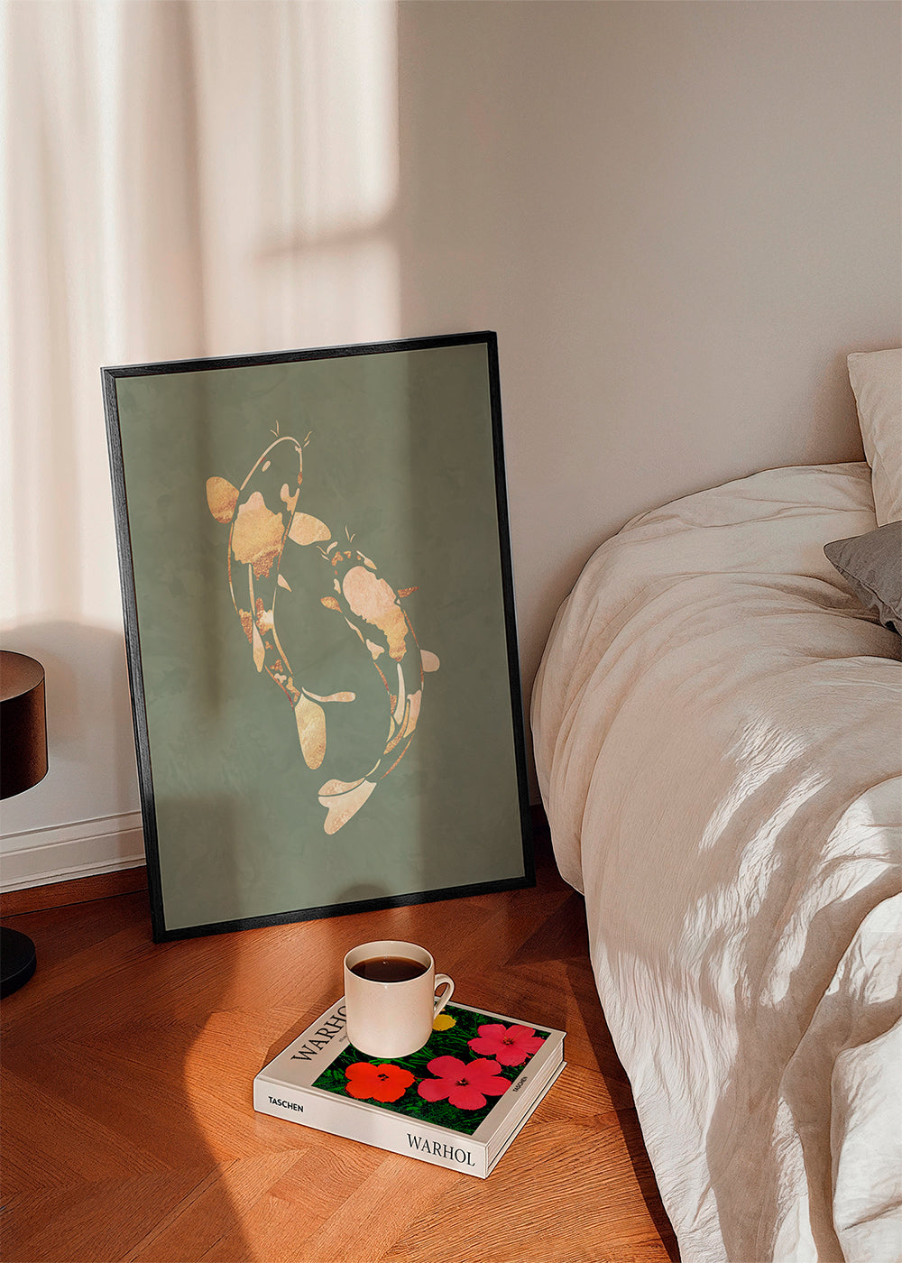 Gold Koi Fish sage green 1