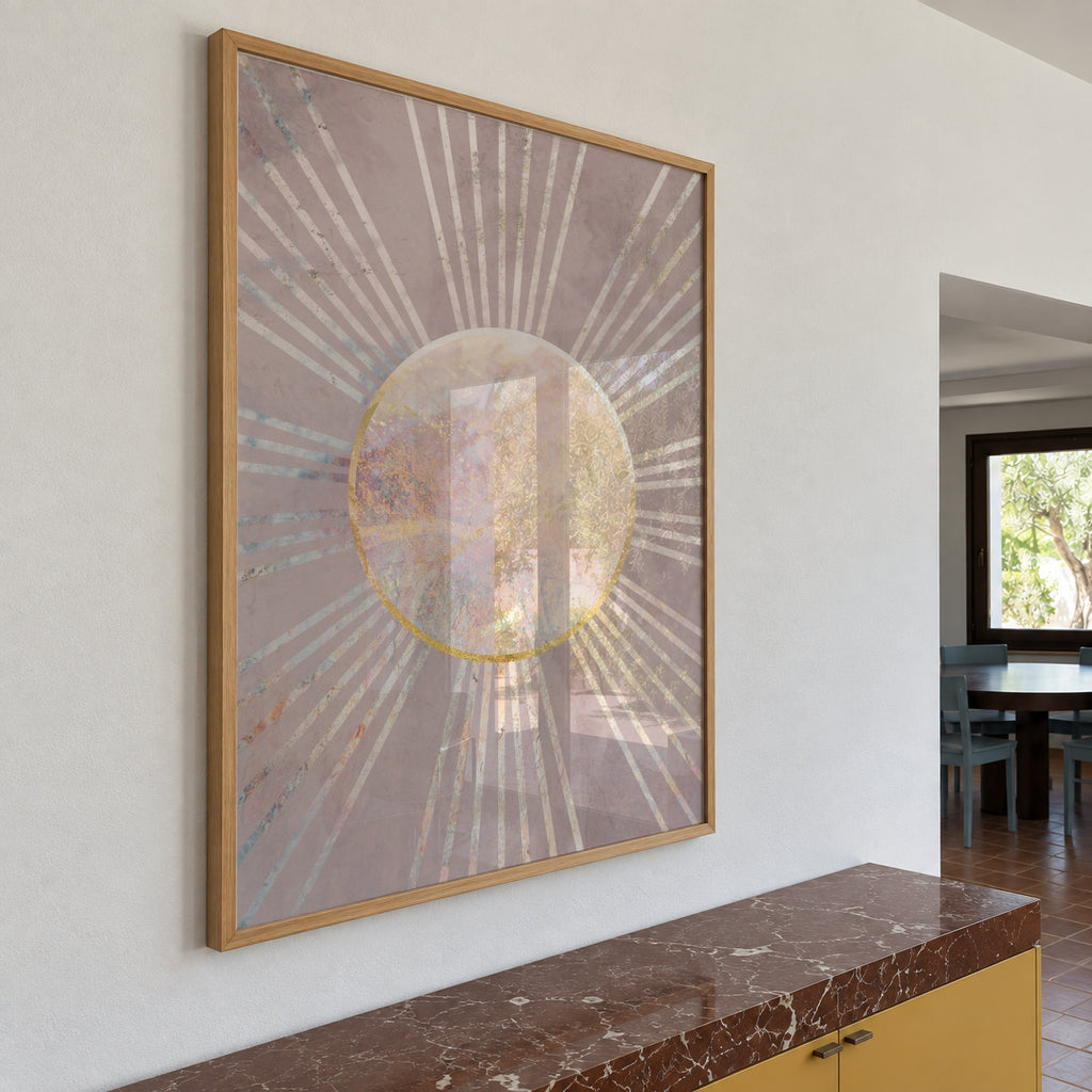 Pink Boho Sunrise 2 - Framed poster in an interior