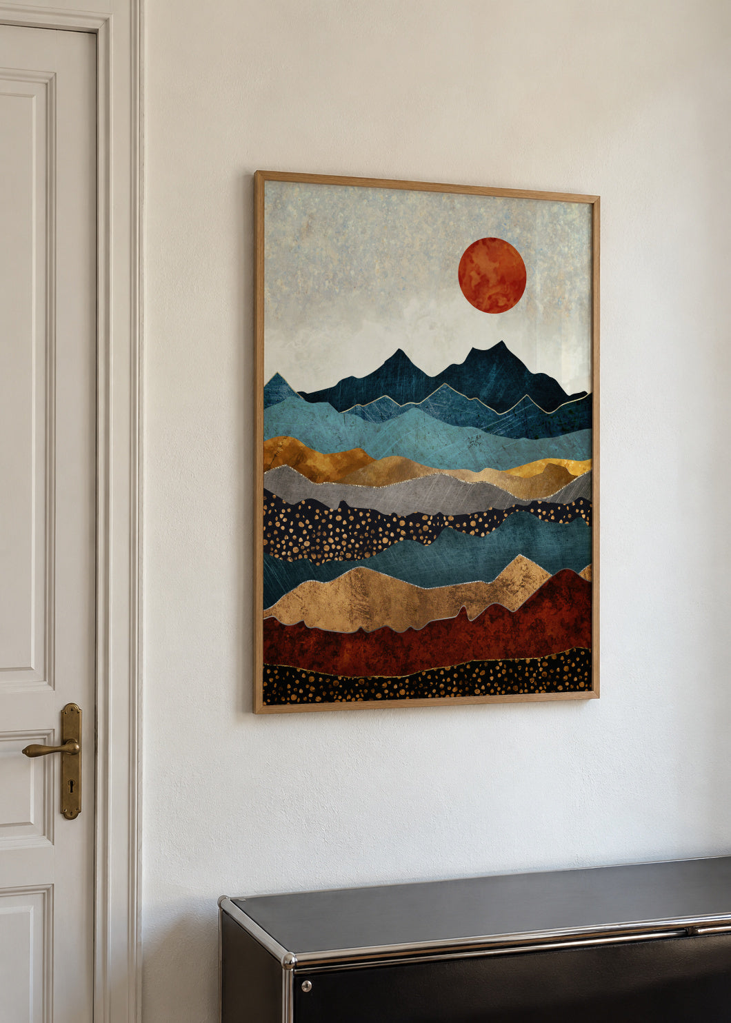 Amber Dusk - Framed poster in an interior