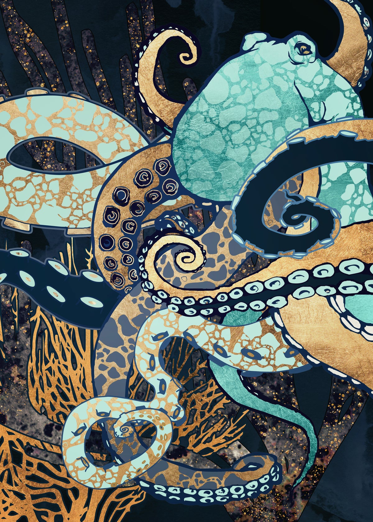 Metallic Octopus II - Unframed art print