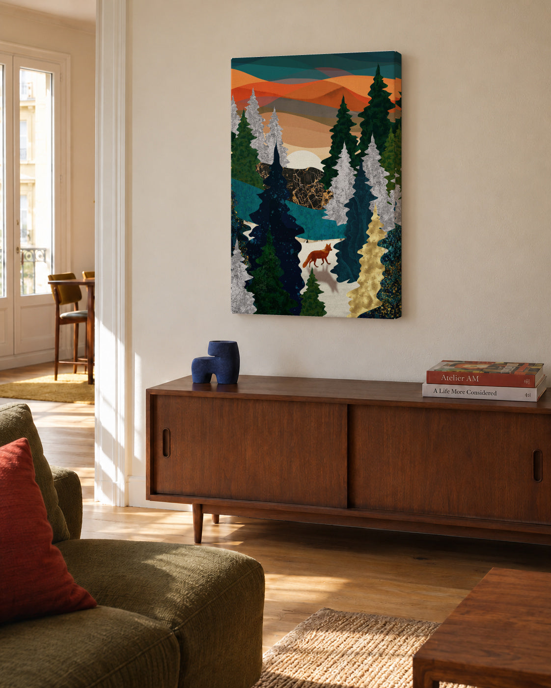 Amber Fox - Unframed canvas in an interior