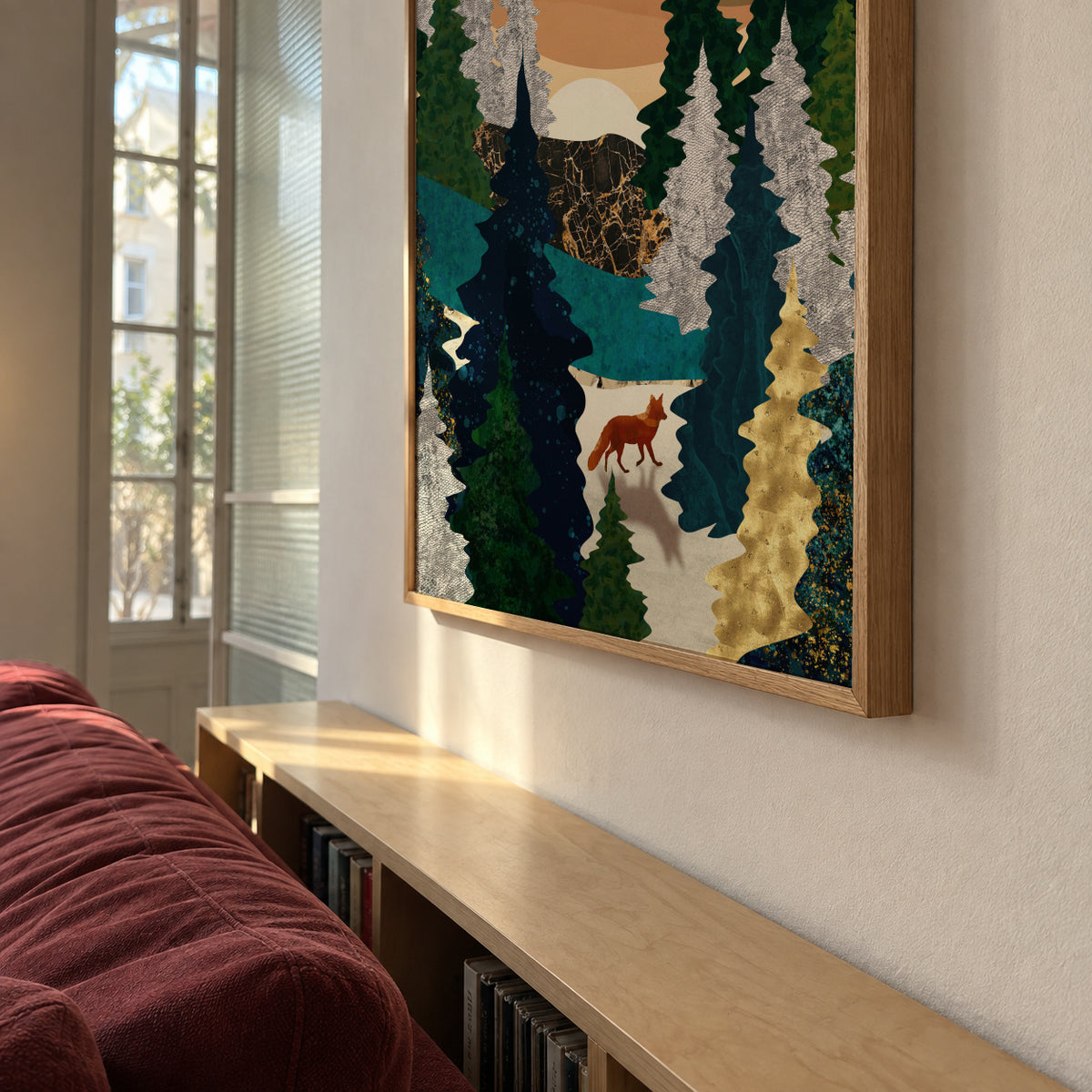 Amber Fox - Framed poster in an interior