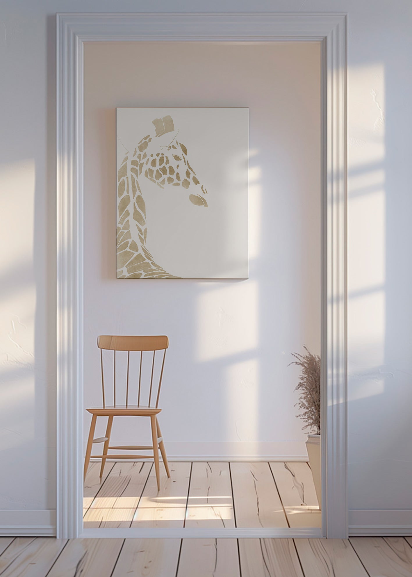 Cuadro jirafa beige perfil – Canvas