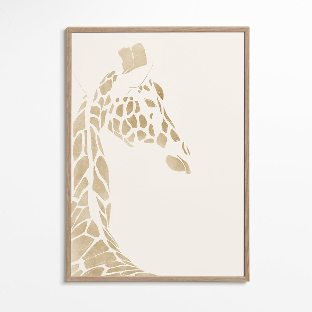 Cuadro jirafa beige perfil – Oak Frame