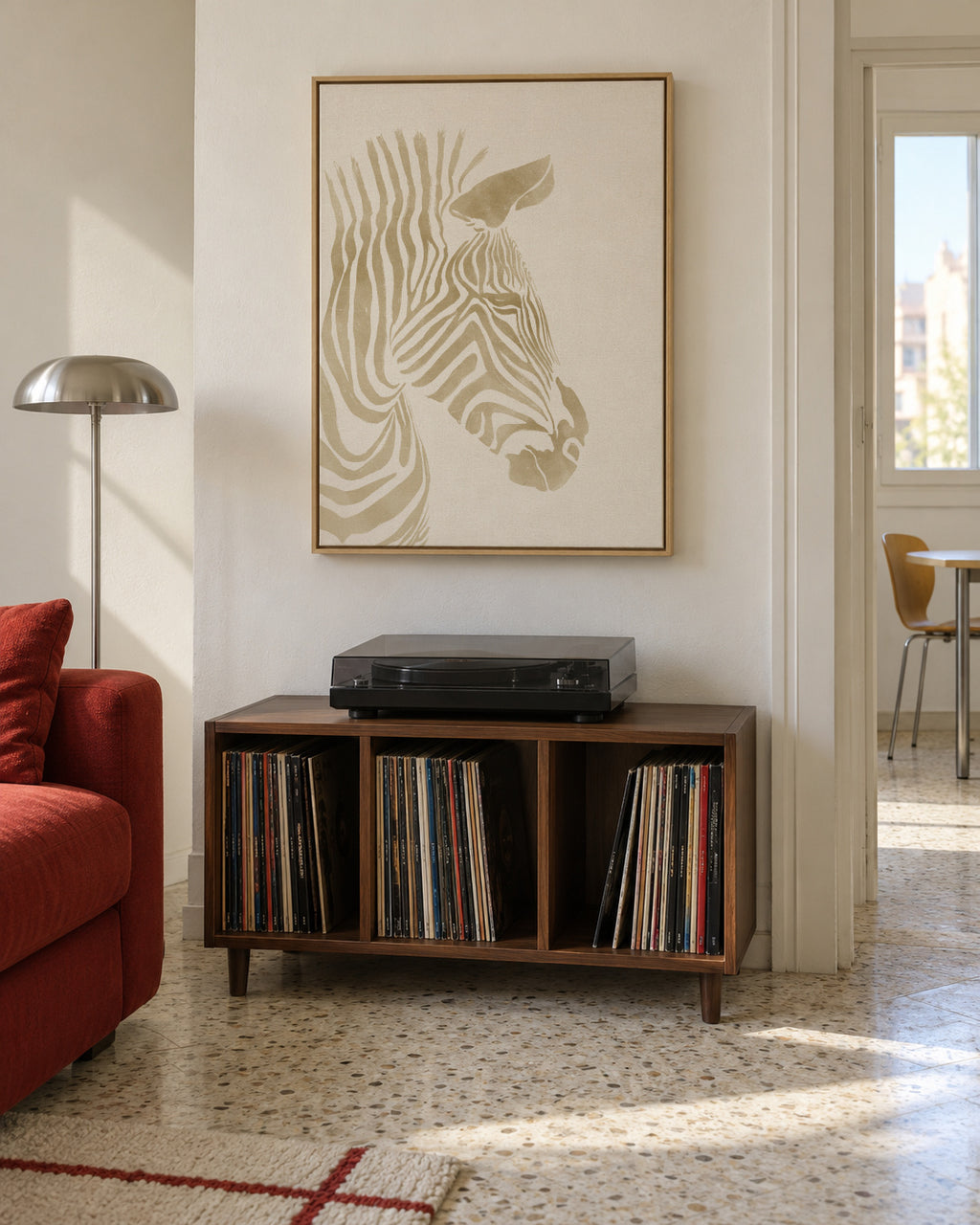 Beige Zebra - Framed canvas in an interior