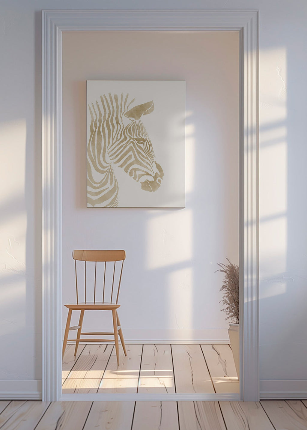 Cuadro de cebra minimalista beige – Canvas