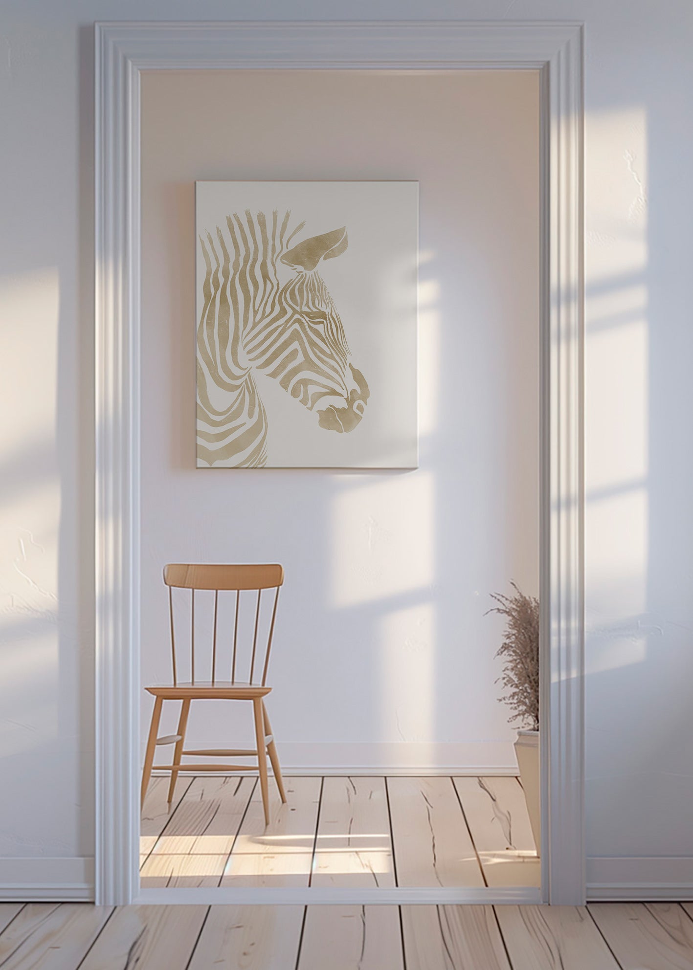 Cuadro de cebra minimalista beige – Canvas