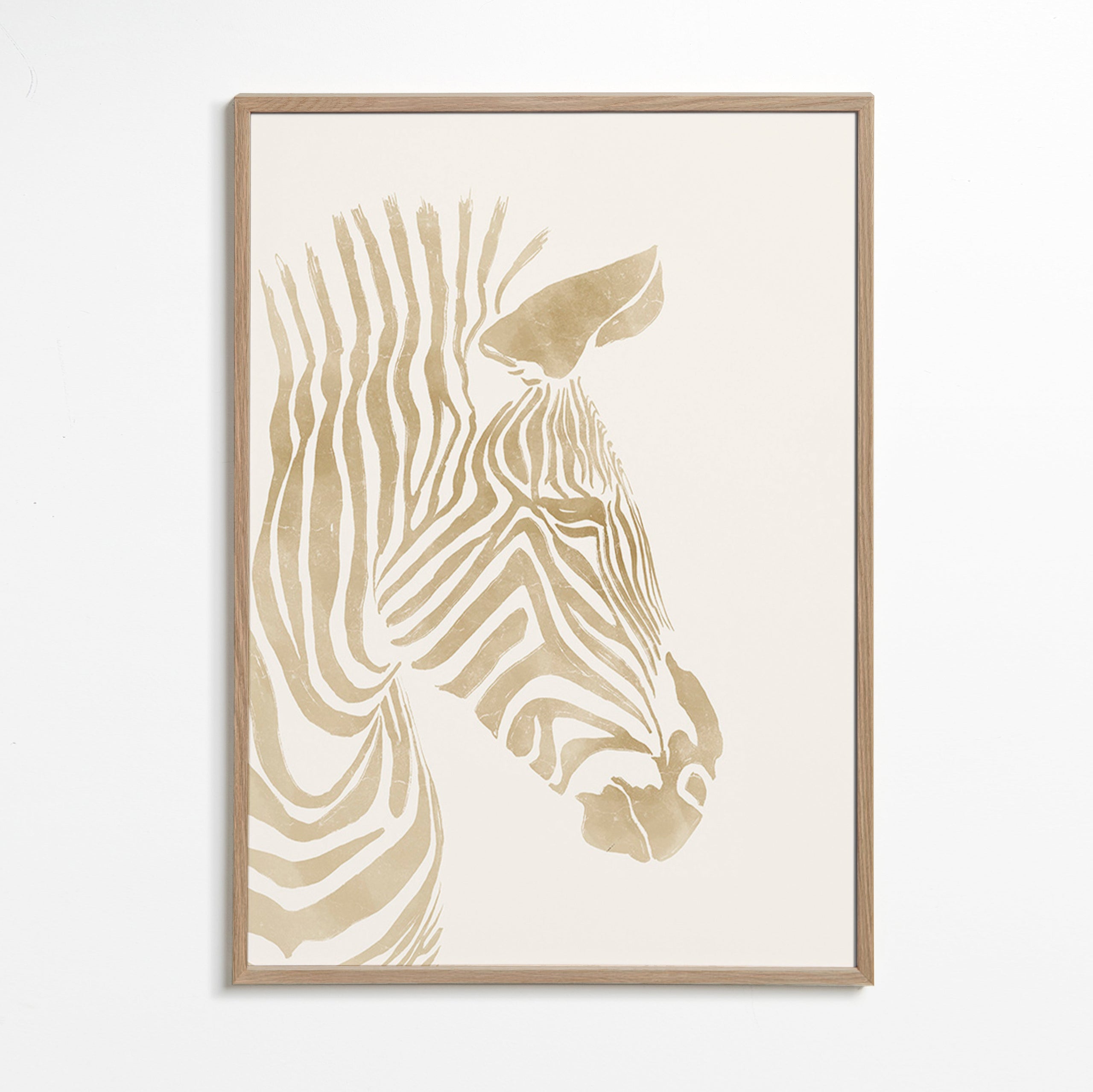 Cuadro de cebra minimalista beige – Oak Frame