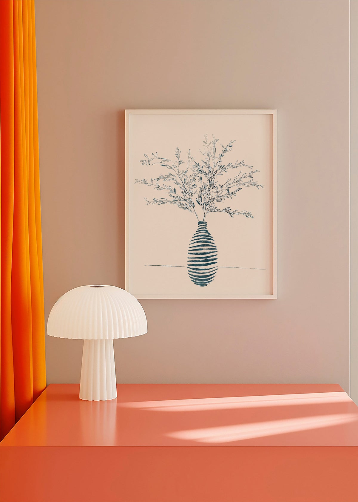 Lámina botánica en jarrón azul – Product1