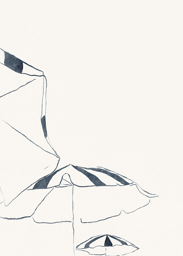 Ilustración de sombrillas azules minimalistas