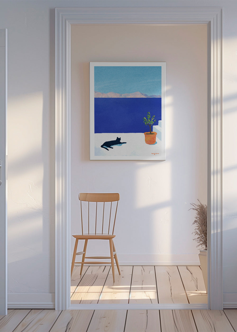 Arte paesaggistica Black cat - siesta on the roof