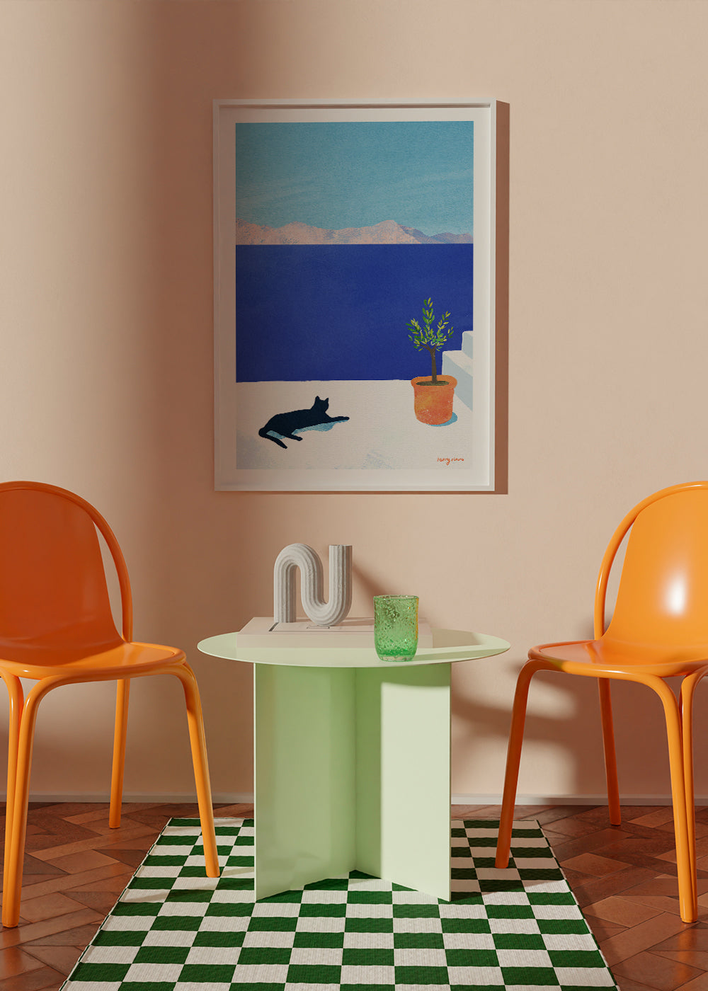 Arte paesaggistica Black cat - siesta on the roof