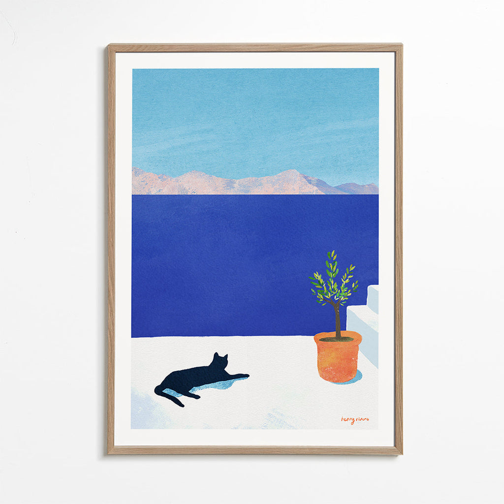 Arte paesaggistica Black cat - siesta on the roof