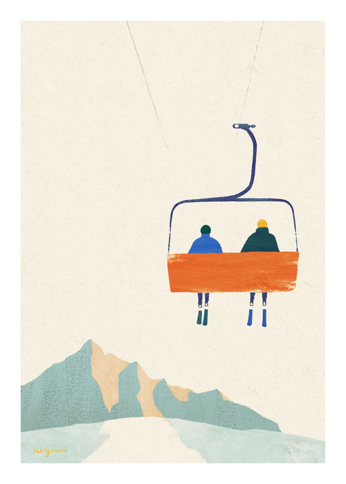 Ski day - chairlift - Unframed art print