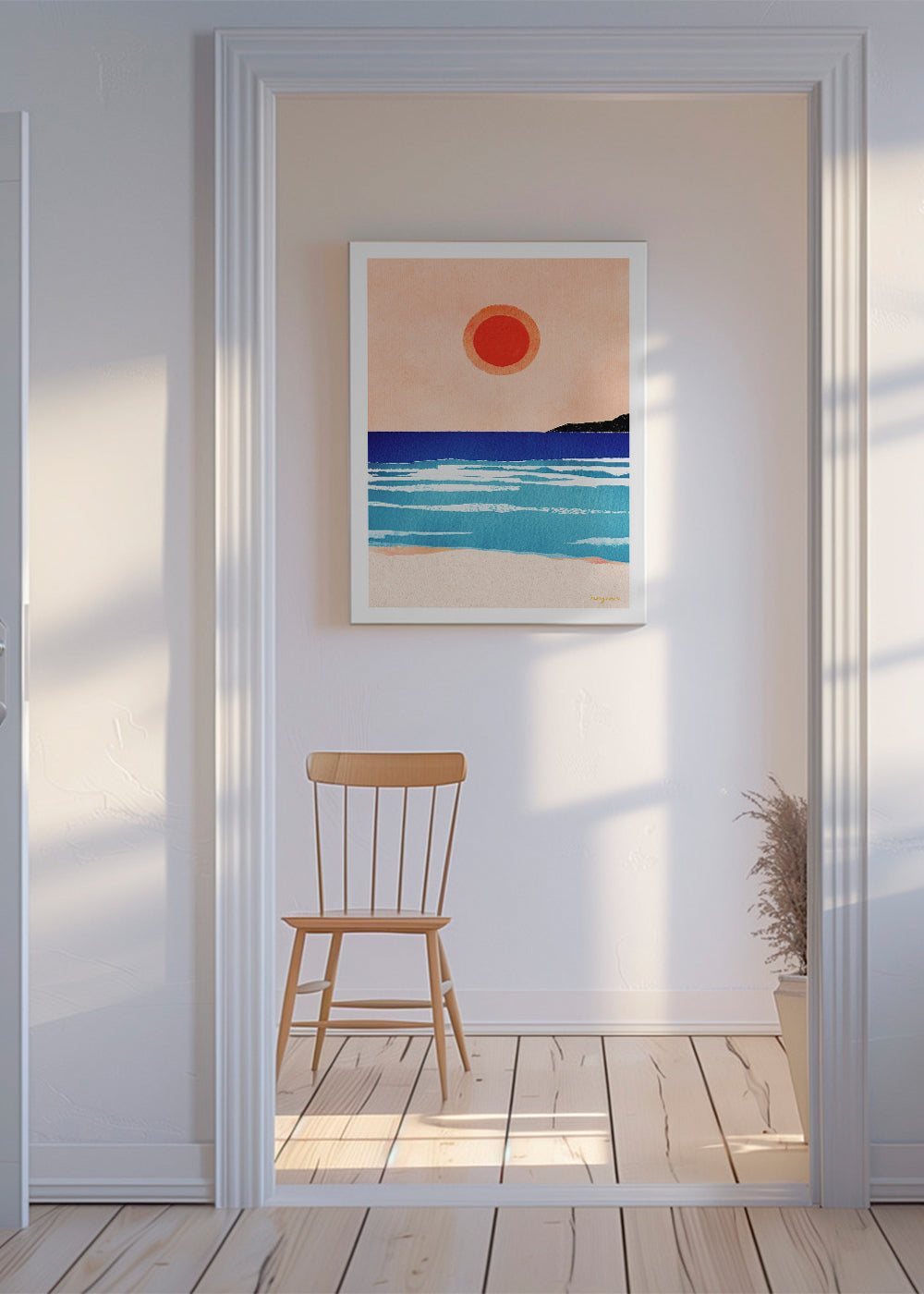 Arte paesaggistica Ocean sunset- minimalist painting