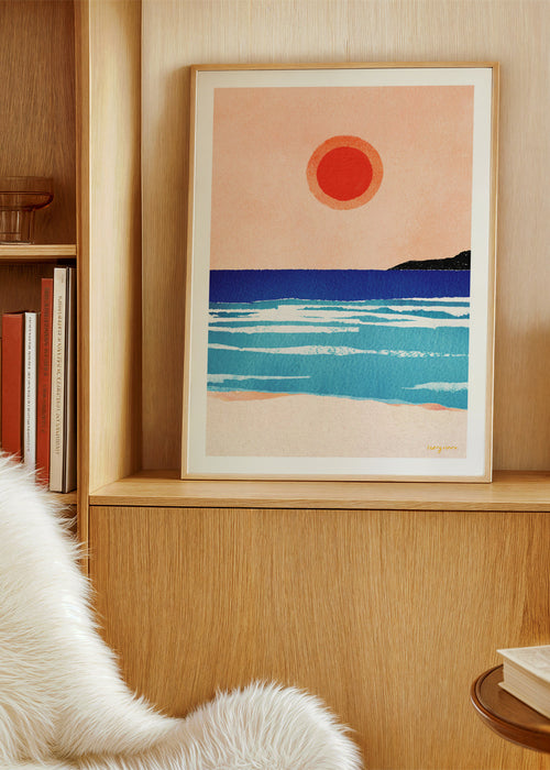 Arte paesaggistica Ocean sunset- minimalist painting