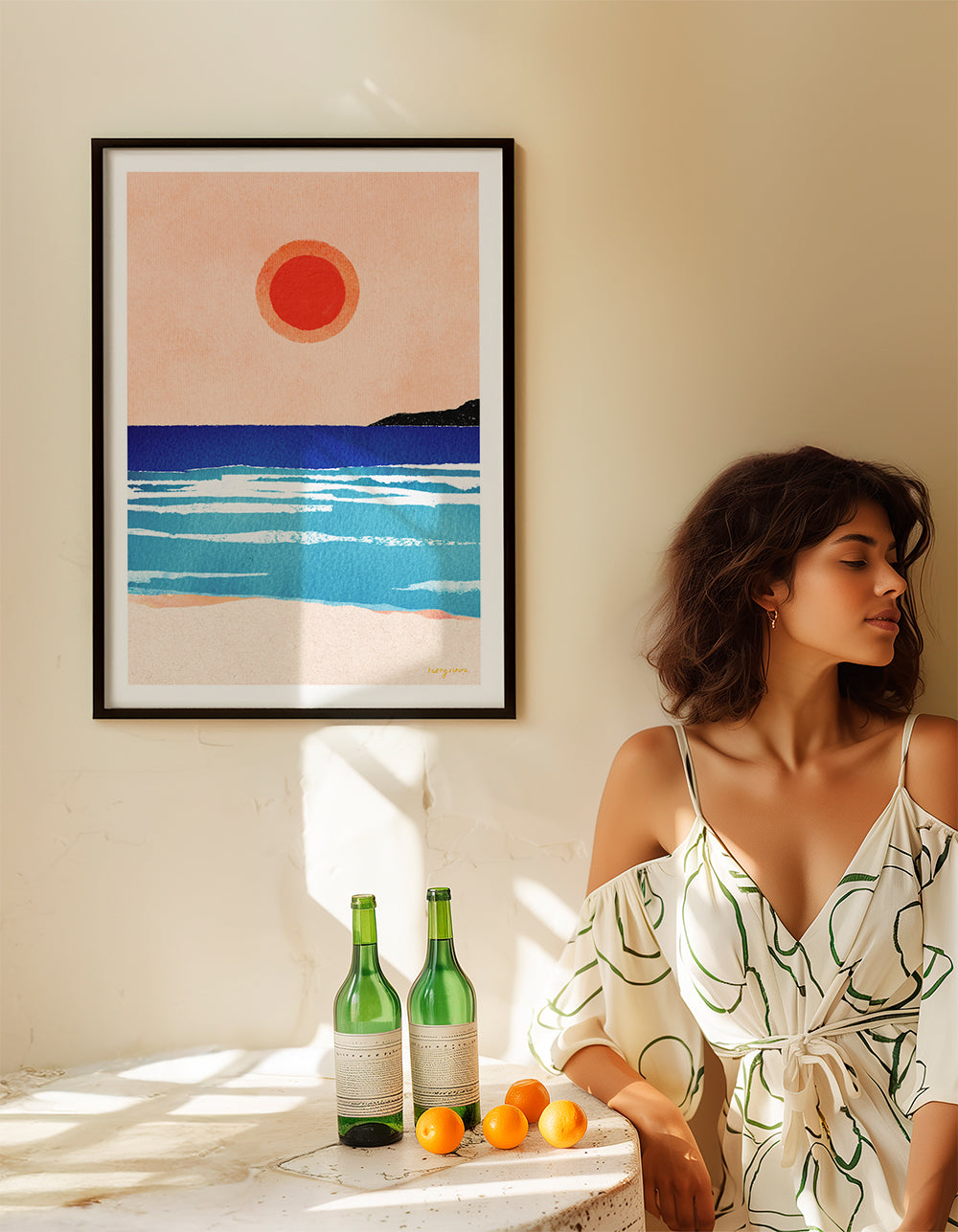 Arte paesaggistica Ocean sunset- minimalist painting