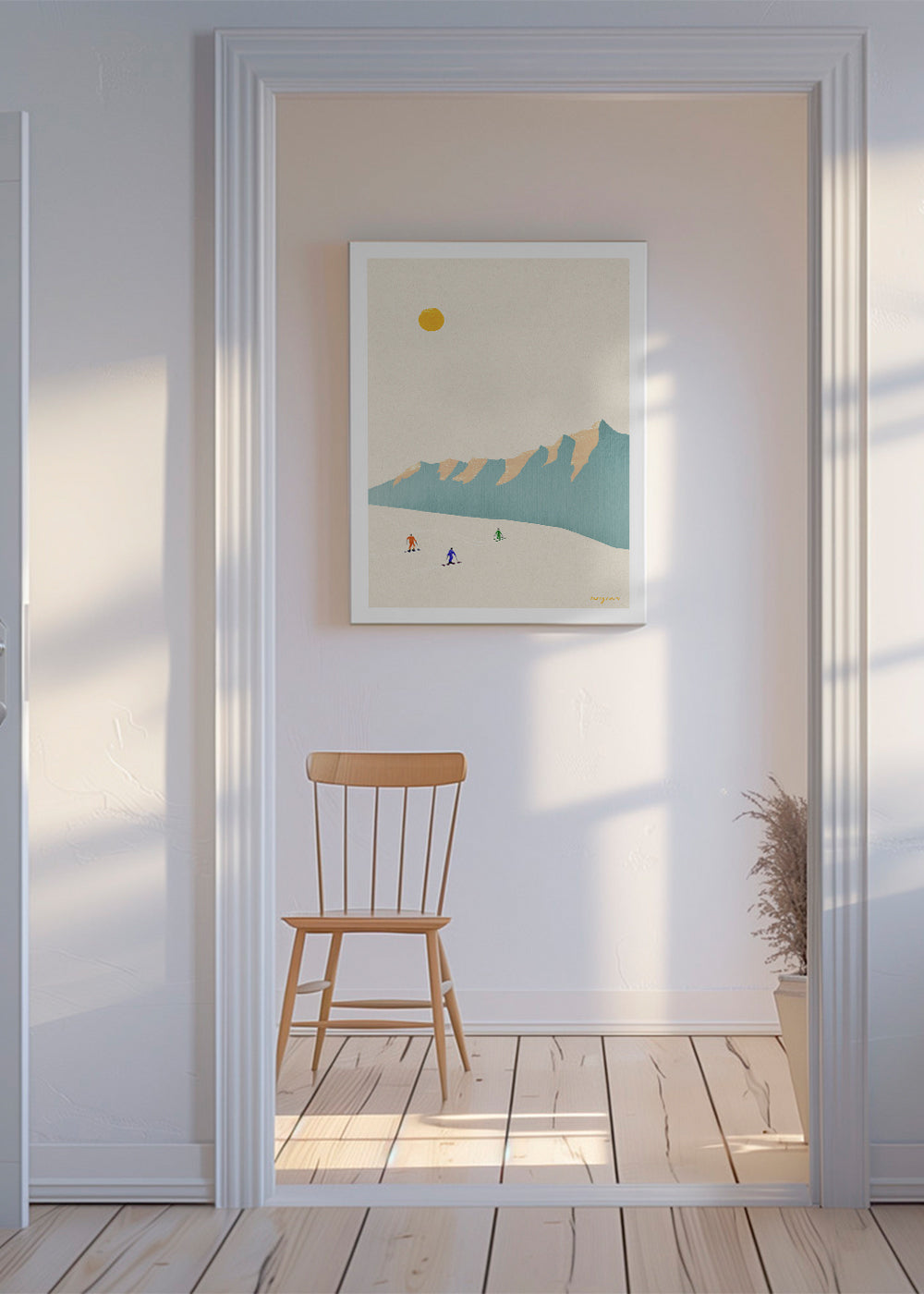 Arte paesaggistica Happy skiers