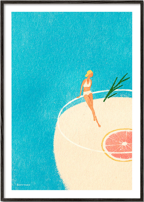 Arte da cucina Gin Tonic illustrato con figura – Black Frame