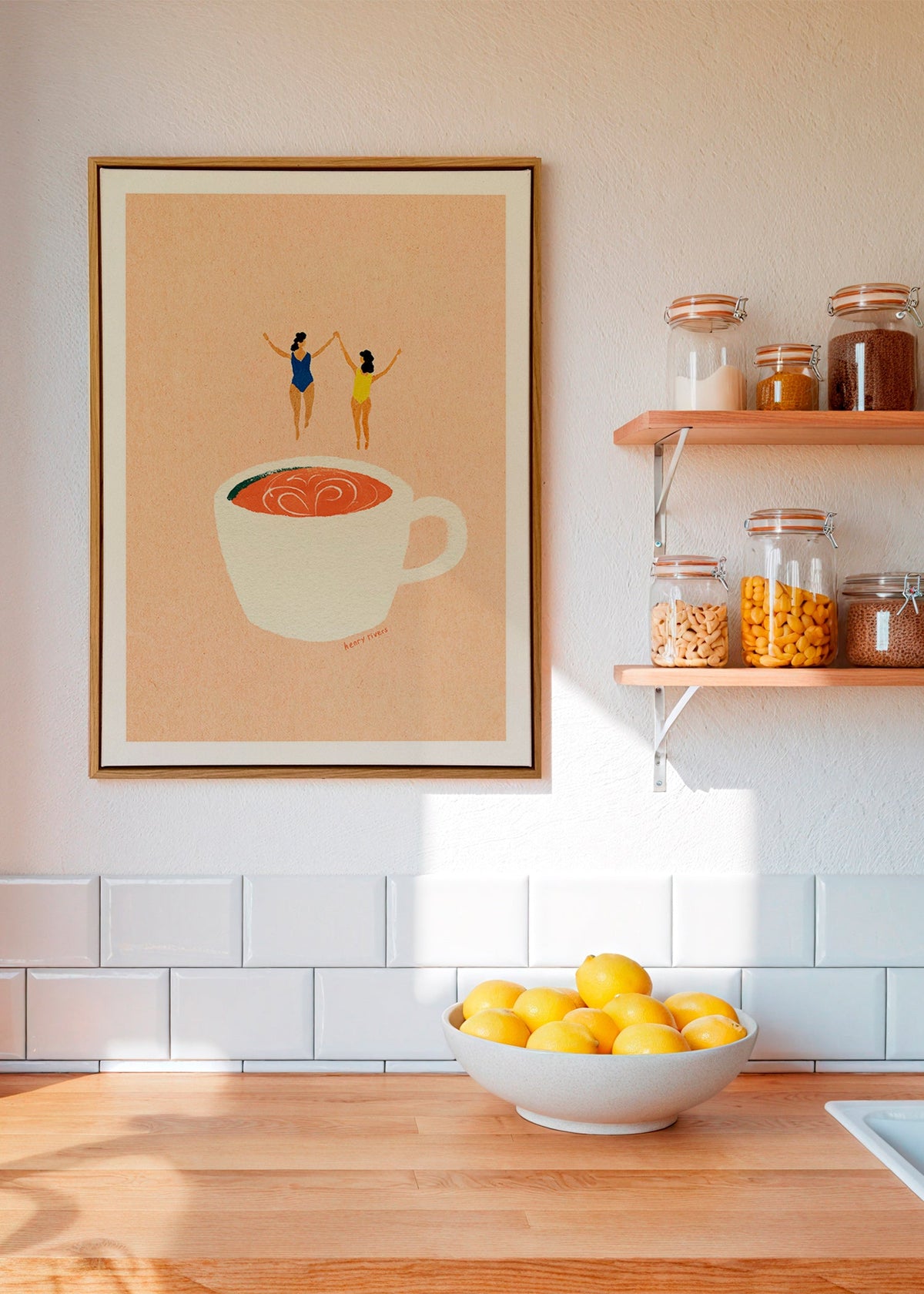 Arte da cucina con tazza e bagnanti – Canvas1