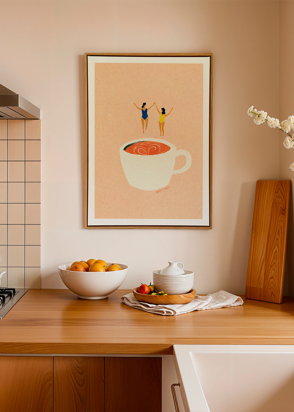Arte da cucina con tazza e bagnanti – Canvas2